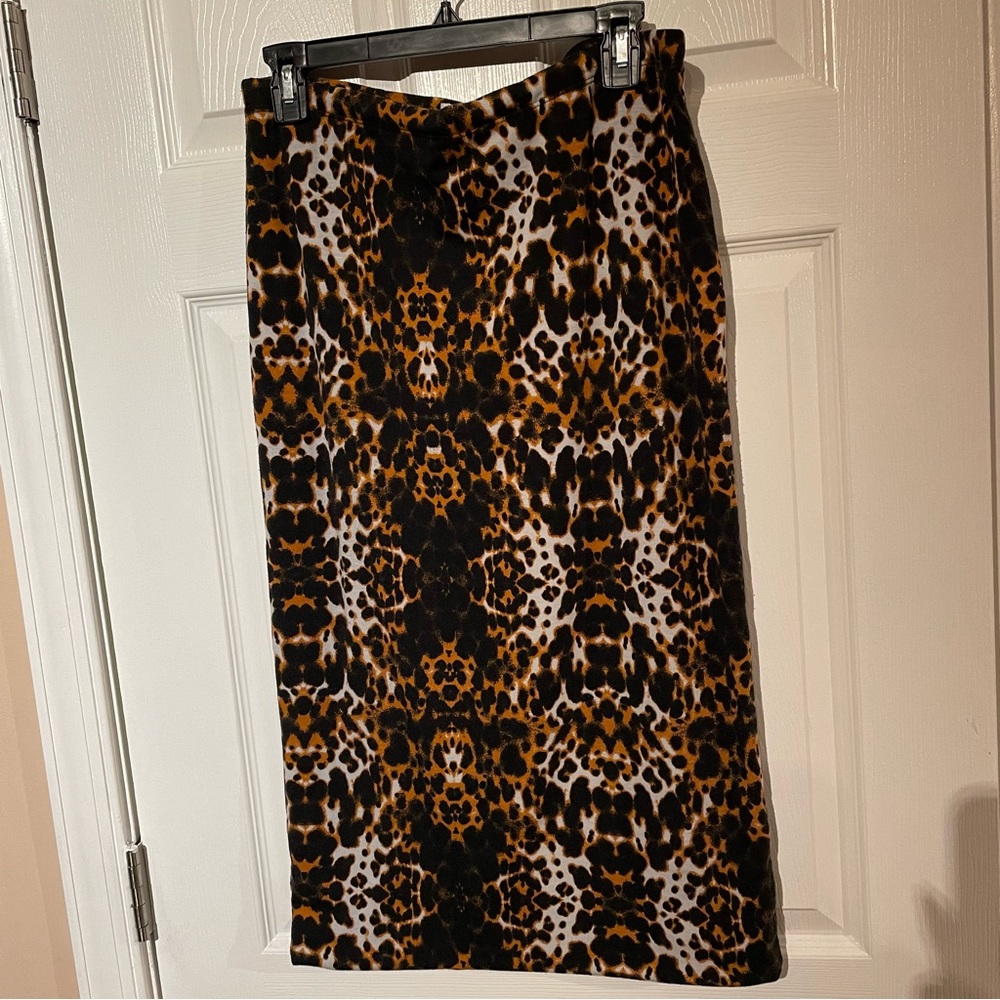 Bisou Bisou Animal Print Midi Pencil Skirt size L